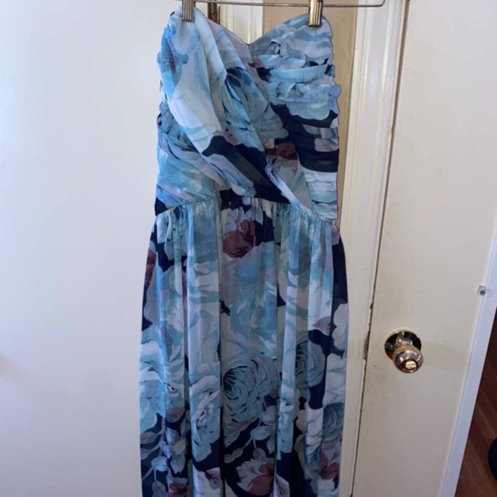 floral blue long dress